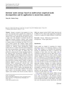 Cogn Neurodyn:277–284 DOIs11571RESEARCH ARTICLE  Intrinsic mode entropy based on multivariate empirical mode