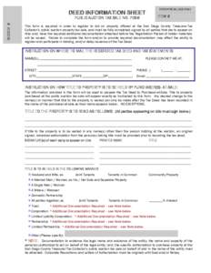 FOR OFFICIAL USE ONLY  DEED INFORMATION SHEET ITEM #