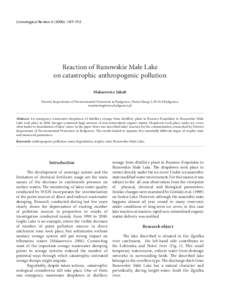 Limnological Review): Reaction of Runowskie Małe Lake on catastrophic anthropogenic pollution