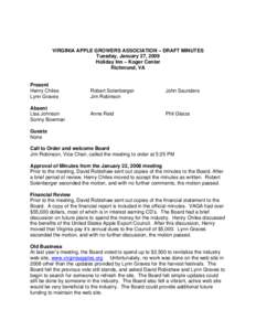 VIRGINIA APPLE GROWERS ASSOCIATION – DRAFT MINUTES