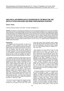 Geoarchaeology and Archaeomineralogy (Eds. R. I. Kostov, B. Gaydarska, M. GurovaProceedings of the International Conference, 29-30 October 2008 Sofia, Publishing House “St. Ivan Rilski”, Sofia, GEOL