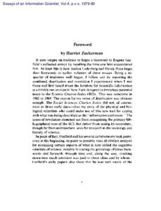 Foreword - Essays of an Information Scientist, Volume 4, p.v-x, [removed]