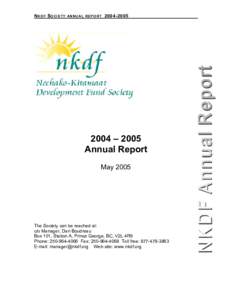 N KDF S OCIETY  ANNUAL REPORT[removed]
