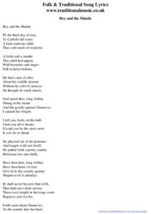 Folk & Traditional Song Lyrics - Boy and the Mantle