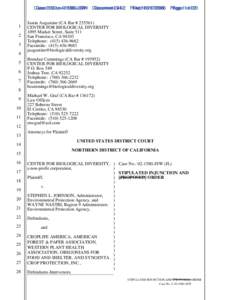 Stipulated Injunction Order -Regarding a case brought against  EPA by the Center for Biological Diversity (CBD).