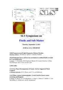 SLS Symposium on Fluids and Soft Matter Tuesday, September 3, [removed]:00 to 12:15, WBGB[removed]:00 Nanostructured Light-Responsive Polymer Brushes Matthias Dübner, Nicholas D. Spencer, Celestino Padeste