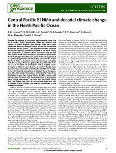 Central Pacific El Niño and decadal climate change in the North Pacific Ocean