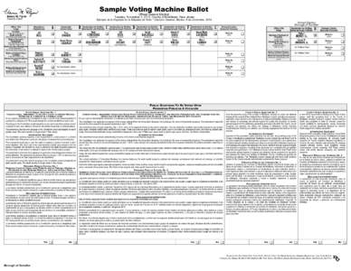 Sample Voting Machine Ballot Official General Election Tuesday, November 4, 2014, County of Middlesex, New Jersey Elaine M. Flynn County Clerk