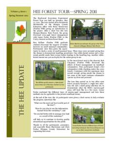 Volume 4, Issue 1  Hee forest tour—spring 2011 Spring/Summer 2011 The Hardwood Ecosystem Experiment