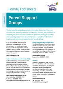 Factsheet 1  Family Factsheets Parent Support Groups