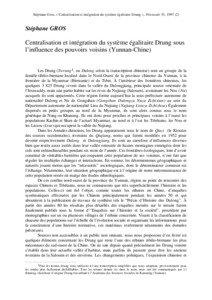 Stéphane Gros, « Centralisation et intégration du système égalitaire Drung », Péninsule 35, [removed]Stéphane GROS