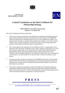EN  COUCIL OF THE EUROPEA UIO  Council Conclusions on the Joint Caribbean-EU