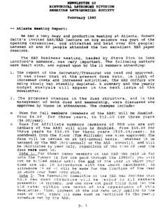 NEWSLETTER 22 HISTORICAL ASTRONOMY DIVISION AMERICAN ASTRONOMICAL SOCIETY February 1992