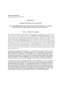 Issue of EUR 960,000 Variable Coupon Amount Automatic Early Redemption Reverse Convertible Equity-Linked Notes due June 2016 linked to ordinary shares of COMMERZBANK AG