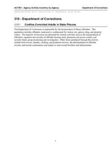 ACT001 - Agency Activity Inventory by Agency  Department of Corrections Appropriation Period: [removed]Activity Version: 2C - Enacted Recast Sort By: Activity
