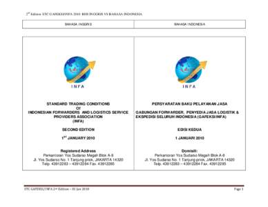 2nd Edition STC GAFEKSI/INFA 2010 BHS INGGRIS VS BAHASA INDONESIA BAHASA INGGRIS BAHASA INDONESIA  STANDARD TRADING CONDITIONS