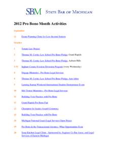 2012 Pro Bono Month Activities