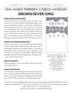 Anomalous Press | New Hybrid Fiction/NonFiction | Springlina maria ferriera cabeza-vanegas drown/sever/sing from drown/sever/sing: