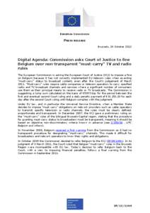 EUROPEAN COMMISSION  PRESS RELEASE Brussels, 24 October[removed]Digital Agenda: Commission asks Court of Justice to fine