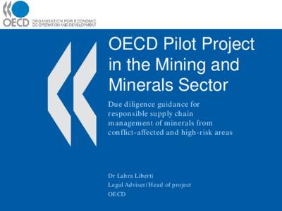 OECD Pilot Project in the Mining and Minerals Sector