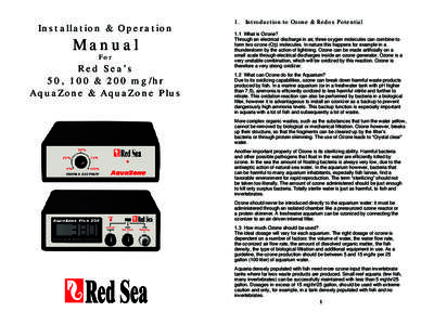 Installation & Operation  Manual For  Red Sea’s