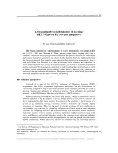 2. MEASURING THE SOCIAL OUTCOMES OF LEARNING: OECD NETWORK B’S ROLE AND PERSPECTIVE – [removed]Measuring the social outcomes of learning: OECD Network B’s role and perspective By Lisa Hudson and Dan Andersson∗ The 