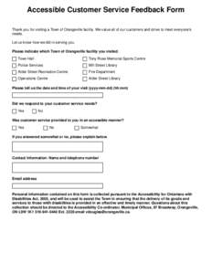 Accessible Customer Service Feedback Form