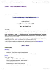 SyEN 046: News in the Field of Systems Engineering | Projec...  http://www.ppi-int.com/newsletter/SyEN-046.php Project Performance International