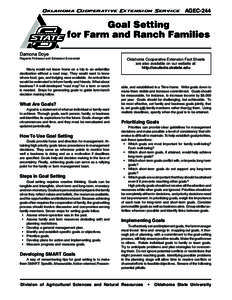Oklahoma Cooperative Extension Service  AGEC-244 Goal Setting for Farm and Ranch Families 