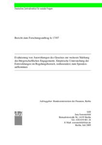 Deutsches Zentralinstitut für soziale Fragen  Bericht zum Forschungsauftrag fe 17/07