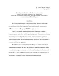 Food law / Packers and Stockyards Act / Fodder / Soybean / United States Department of Agriculture / Livestock / Food and drink / Agriculture / Grain Inspection /  Packers and Stockyards Administration