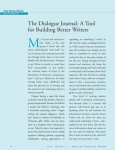 Sara Denne-Bolton South Africa The Dialogue Journal: A Tool for Building Better Writers