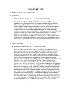 YEAR-IN-REVIEW I. KEY CONCEPTS AND TERMINOLOGY A. Obligations •  Cherokee Nation of Oklahoma v. Leavitt, 543 U.S[removed]).