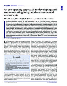 REVIEWS REVIEWS REVIEWS  An eye-opening approach to developing and communicating integrated environmental assessments William C Dennison1*, Todd R Lookingbill2, Tim JB Car ruthers1, Jane M Hawkey1, and Shawn L Carter3