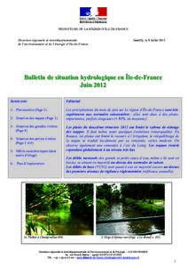 PREFECTURE DE LA RÉGION D’ILE-DE-FRANCE  Direction régionale et interdépartementale de l’environnement et de l’énergie d’Ile-de-France  Gentilly, le 9 Juillet 2012