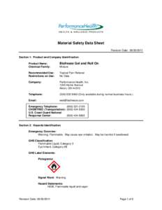 Material Safety Data Sheet Revision Date: [removed]Section 1: Product and Company Identification Product Name: Chemical Family: