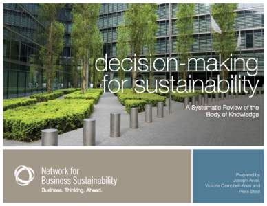 decision-making for sustainability A Systematic Review of the Body of Knowledge  Prepared by