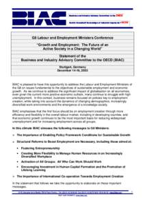 “Growth and Employment:  The Future of an
