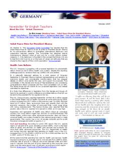 XX  October 2009 Newsletter for English Teachers About the USA – Virtual Classroom