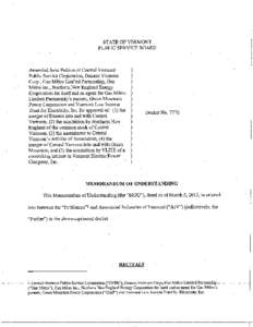 STATE OF VERMONT PUBLIC SERVICE BOARD Amended Joint Petition of Central Vermont Public Service Corporation, Danaus Vermont Corp., Gaz Metro Limited Partnership, Gaz