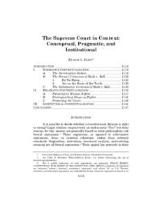 The Supreme Court in Context: Conceptual, Pragmatic, and Institutional Edward L. Rubin* INTRODUCTION ............................................................................. I.