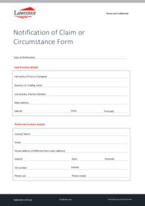 Notification of Claim or Circumstance Form Date of Notification
