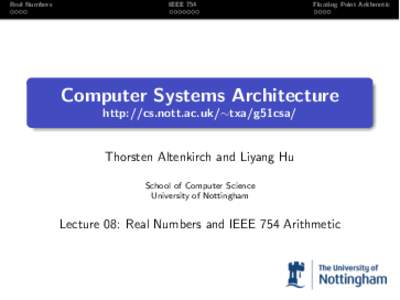Real Numbers  IEEE 754 Floating Point Arithmetic