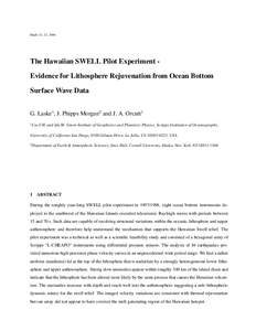 Draft, [removed]The Hawaiian SWELL Pilot Experiment Evidence for Lithosphere Rejuvenation from Ocean Bottom Surface Wave Data G. Laske1, J. Phipps Morgan2 and J. A. Orcutt1 1