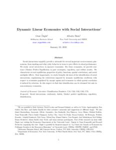 Dynamic Linear Economies with Social Interactions∗ ¨ ur† Onur Ozg¨ Alberto Bisin‡