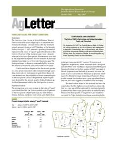 The Agricultural Newsletter from the Federal Reserve Bank of Chicago Number 1936 AgLetter FARMLAND VALUES AND CREDIT CONDITIONS