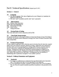    Part II Technical Specifications Adopted April 28, 2012 Section A – General A1