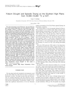 Quaternary Research 53, 1–doi:qres, available online at http://www.idealibrary.com on Folsom Drought and Episodic Drying on the Southern High Plains from 10,900 –10,200 14C yr B.P. Vance T