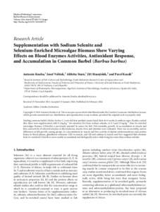 Supplementation with Sodium Selenite and Selenium-Enriched Microalgae Biomass Show Varying Effects on Blood Enzymes Activities, Antioxidant Response, and Accumulation in Common Barbel (Barbus barbus)