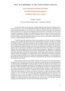 François Viangalli - Sens et fonction des droits de l’homme au sein de la démocratie moderne : de Michel Villey à H.L.A. Hart